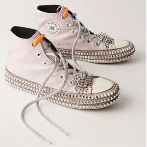 Free People Nan-Ku Sneakers Size 37 Cruise Studded Mellow Mauve High Top Shoes